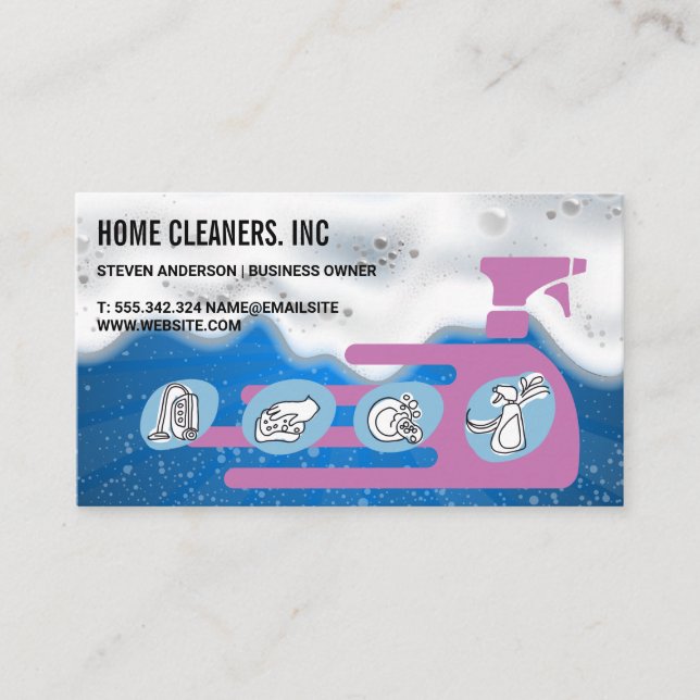 Soap Bubbles | Cleaning Services Icon Business Card (Front)