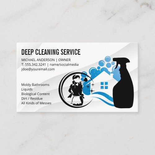 Soap Bubbles House Cleaning Maid Icon Business Card