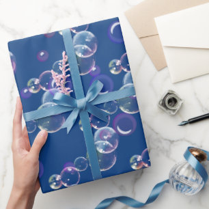 Soap Bubbles On Blue Wrapping Paper