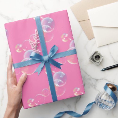 Soap Bubbles On Pink Wrapping Paper