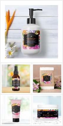 Soap & Cosmetics Packaging - Floral Orange/Purple
