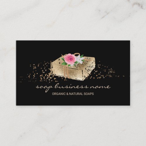 Soap Flower Sparkle Black Business Card