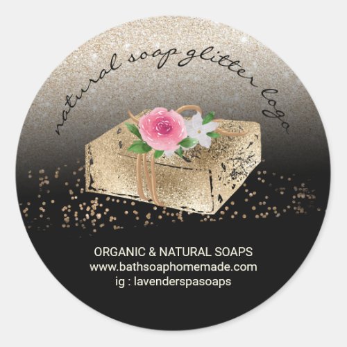 Soap Homemade Natural Organic Spa Gold Classic Round Sticker