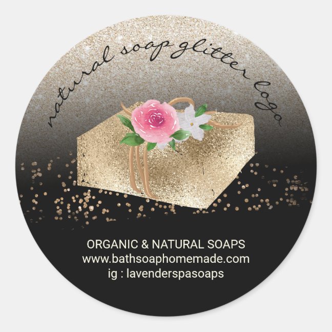 Soap Homemade Natural Organic Spa Gold Classic Round Sticker