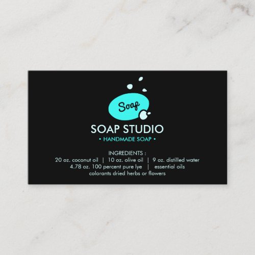 Soap ingredient list business card
