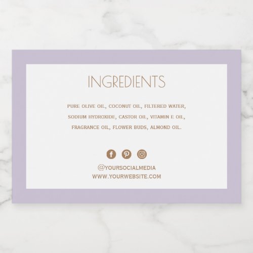 Soap Ingredient List Product Label