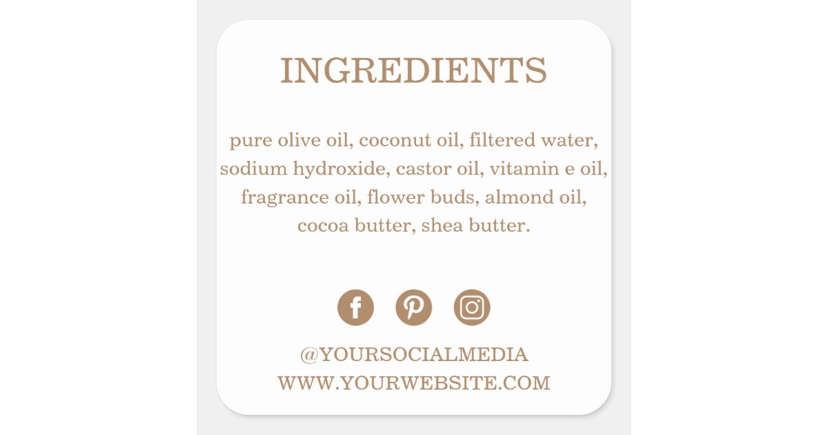 Soap Ingredient List Product Label | Zazzle.com