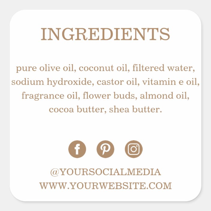 Soap Ingredient List Product Label