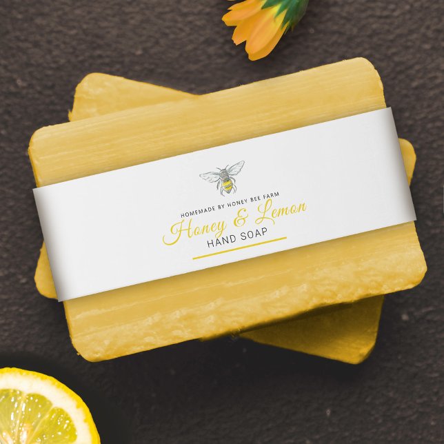 Soap label honey bee yellow custom belly band (Creator Uploaded)