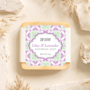 Soap Label   Purple   Floral Mosaic Pattern