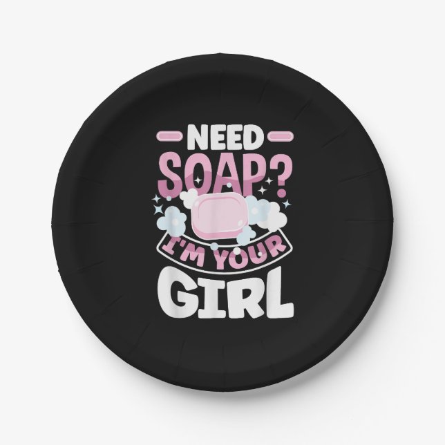 Soap Making Soap Maker Funny Paper Plates (Front)