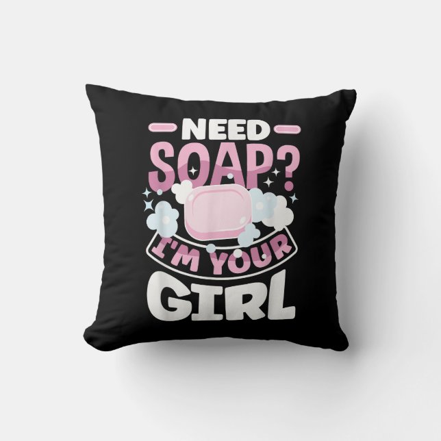 Soap Making Soap Maker Funny Throw Pillow (Front)