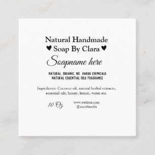 soap name weight website ingredients details text square business card
