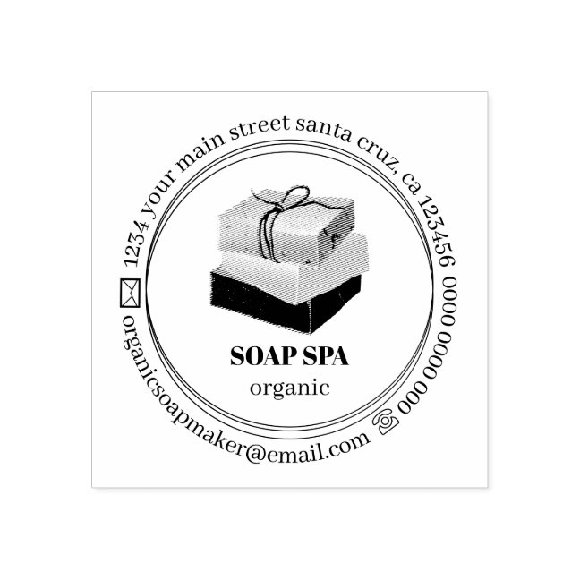 Soap Organic Spa Rubber Stamp