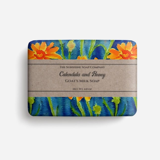 Soap Packaging Paper watercolor calendula flowers (Creator Uploaded)