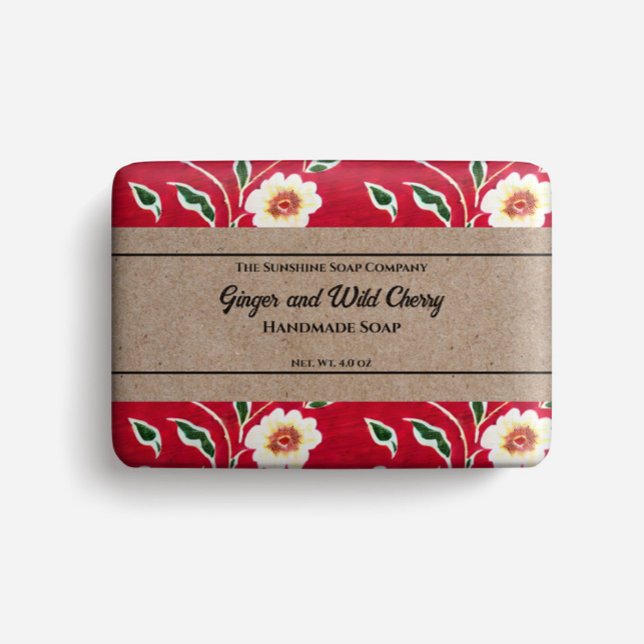 Soap Packaging Paper - white flowers on red (Creator Uploaded)
