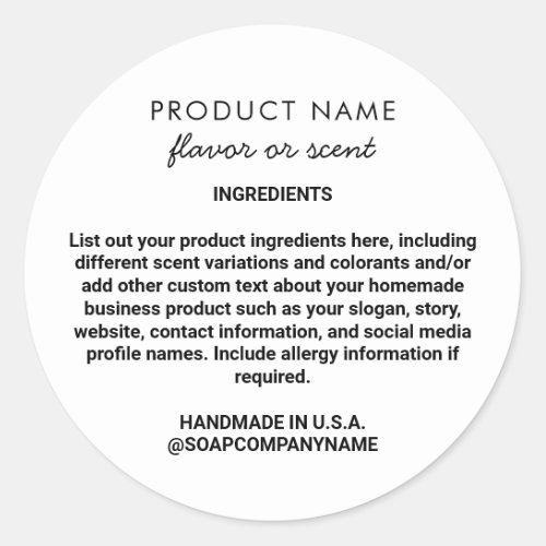 Soap Skincare Product Cute Ingredient List Label