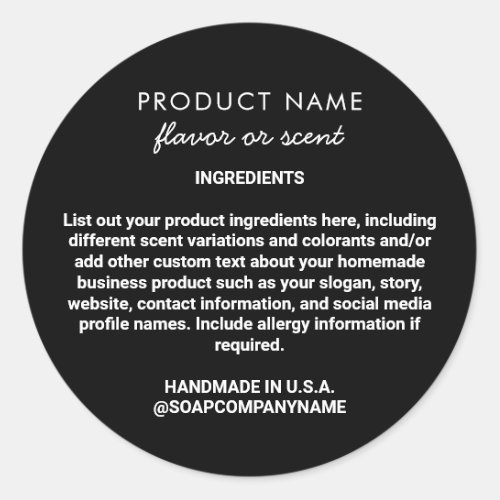 Soap Skincare Product Cute Ingredient List Label