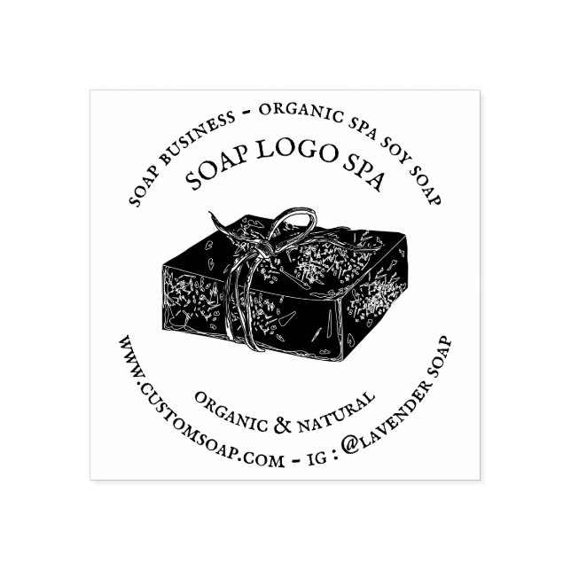 Soap Soy Spa Sketch Logo Rubber Stamp (Imprint)