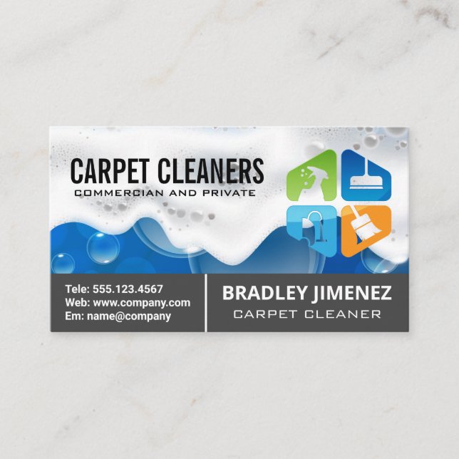Soap Suds | Cleaning Icons Business Card (Front)