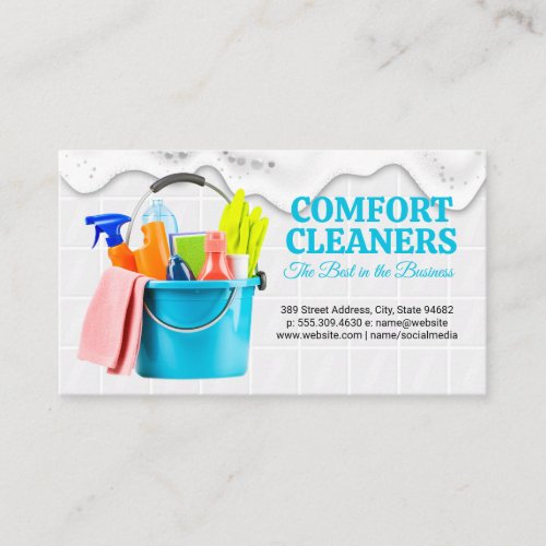 Soap Suds  Cleaning Supplies  Bathroom Tiles Business Card