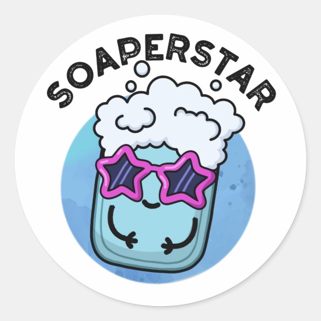 Soaperstar Funny Superstar Soap Pun Classic Round Sticker (Front)