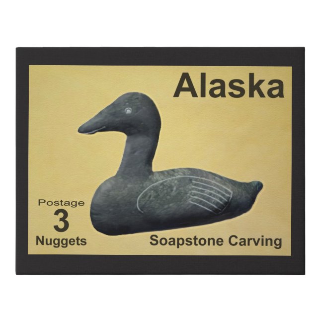 Soapstone Eider - Alaska Postage Faux Canvas Print (Front)