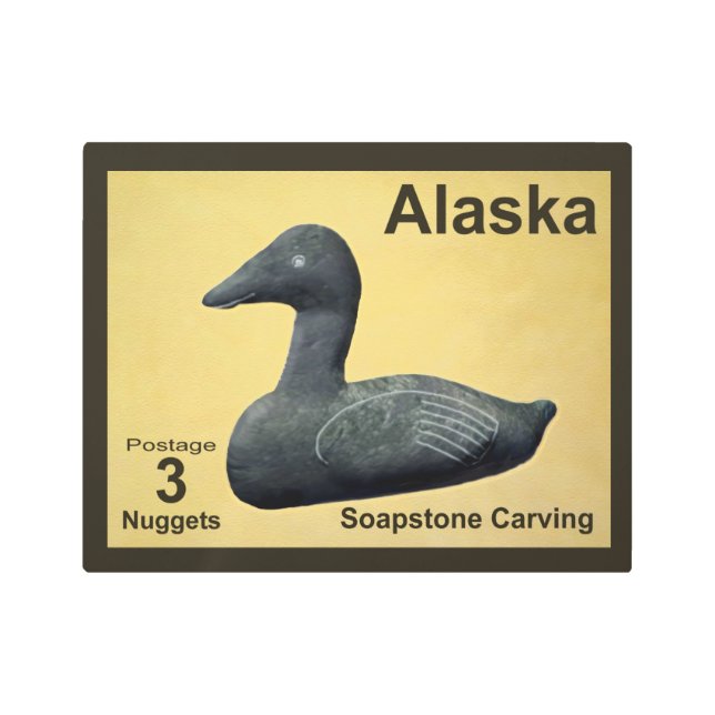 Soapstone Eider Duck - Alaska Postage Metal Print (Front)