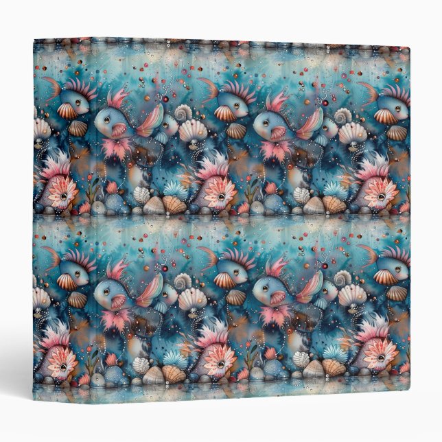 Soapy sea funny fish inhabitants 3 ring binder (Front/Spine)