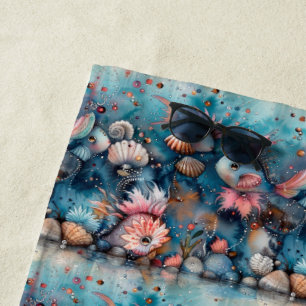 Soapy sea funny fish inhabitants beach towel