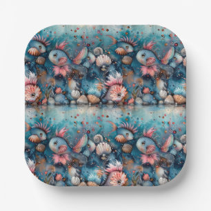 Soapy sea funny fish inhabitants paper plates