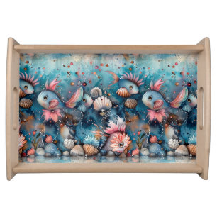 Soapy sea funny fish inhabitants serving tray