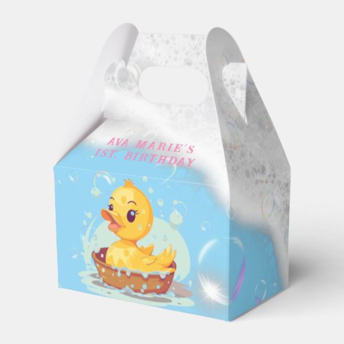 Soapy Yellow Rubber Duck Girl 1st birthday Party Favor Boxes