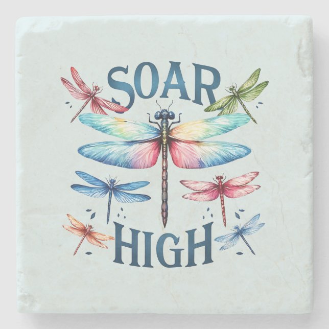 Soar High - Artistic Dragonfly Stone Coaster (Front)