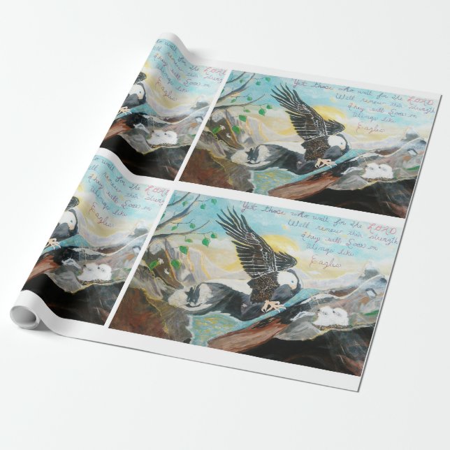 "Soar Like Wings On An Eagle" Wrapping Paper (Unrolled)