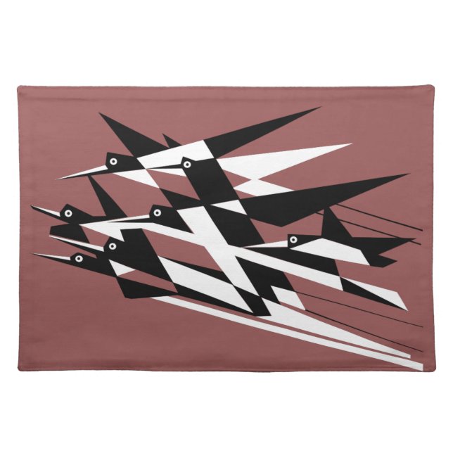 Soar To Success Art Deco Geometric Birds Placemat (Front)