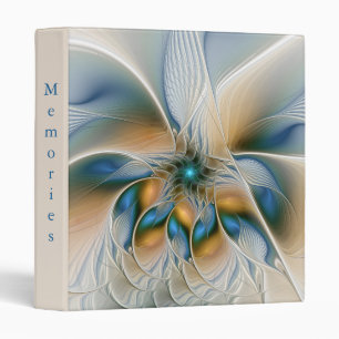 Soaring, Abstract Fantasy Fractal Art, Blue, Text 3 Ring Binder
