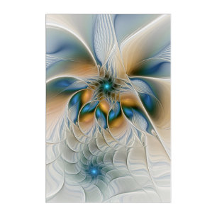 Soaring, Abstract Fantasy Fractal Art With Blue