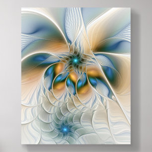 Soaring, Abstract Fantasy Fractal Art With Blue Acrylic Photo Tile