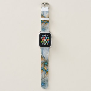 Soaring, Abstract Fantasy Fractal Art With Blue Apple Watch Band