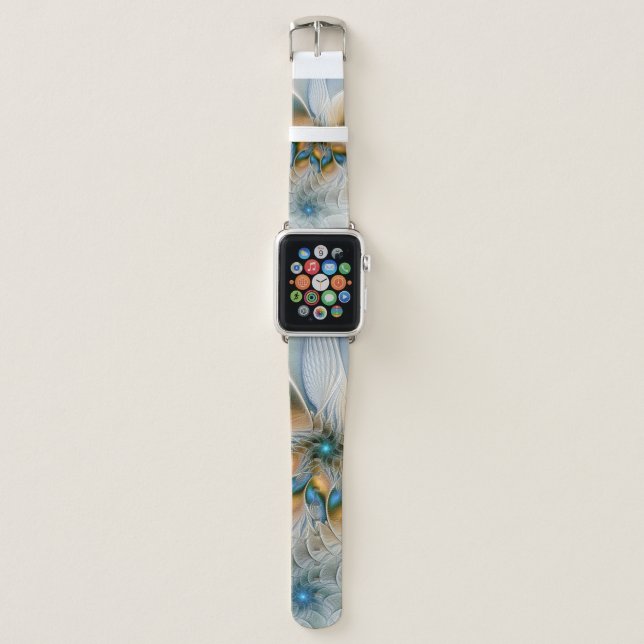 Soaring, Abstract Fantasy Fractal Art With Blue Apple Watch Band (Front)