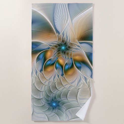 Soaring Abstract Fantasy Fractal Art With Blue Beach Towel