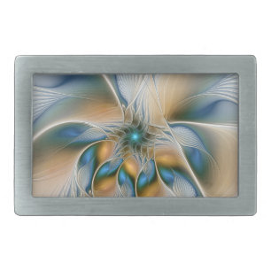 Soaring, Abstract Fantasy Fractal Art With Blue Belt Buckle