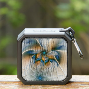 Soaring, Abstract Fantasy Fractal Art With Blue Bluetooth Speaker