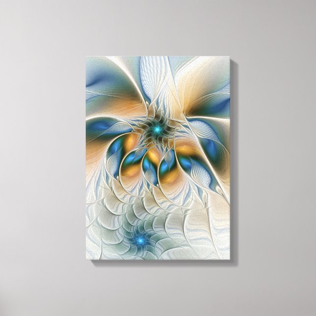 Soaring, Abstract Fantasy Fractal Art With Blue Canvas Print (Front)