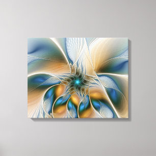 Soaring, Abstract Fantasy Fractal Art With Blue Canvas Print