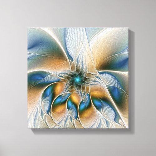 Soaring Abstract Fantasy Fractal Art With Blue Canvas Print