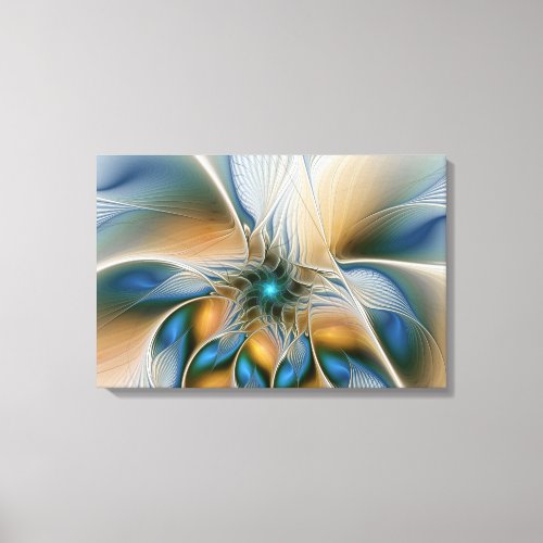 Soaring Abstract Fantasy Fractal Art With Blue Canvas Print