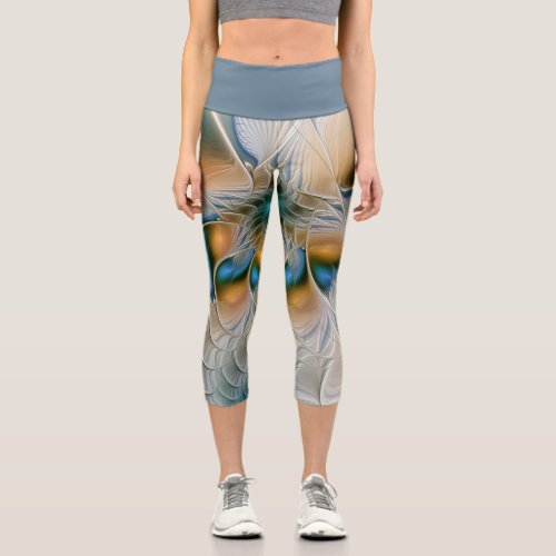 Soaring Abstract Fantasy Fractal Art With Blue Capri Leggings