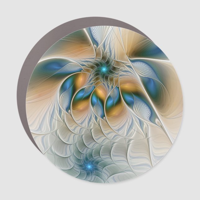 Soaring, Abstract Fantasy Fractal Art With Blue Car Magnet (Front)